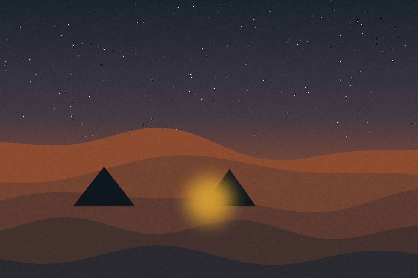 A table set on a dune ridge before sunset