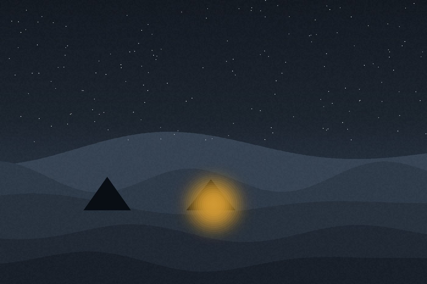 A private desert camp with lanterns lit at dusk