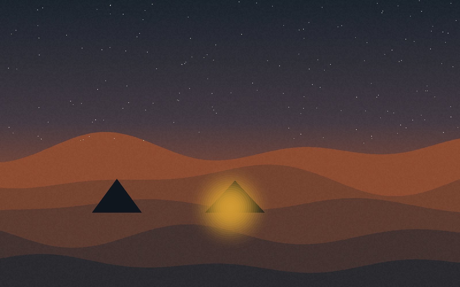 A camp set deep in the dune field at dusk