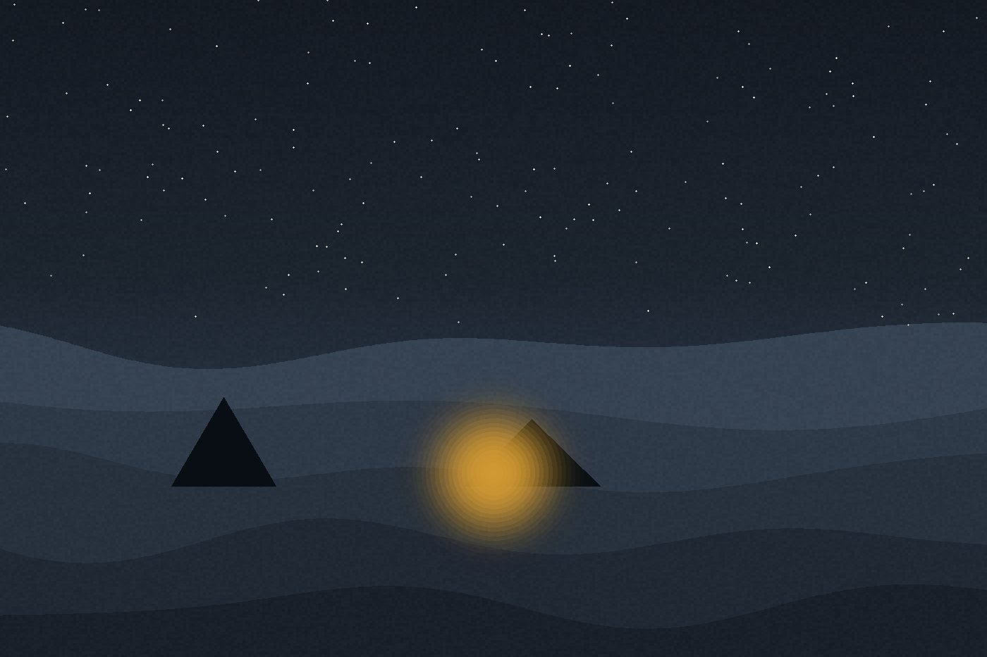 A desert camp at night in the Sahara
