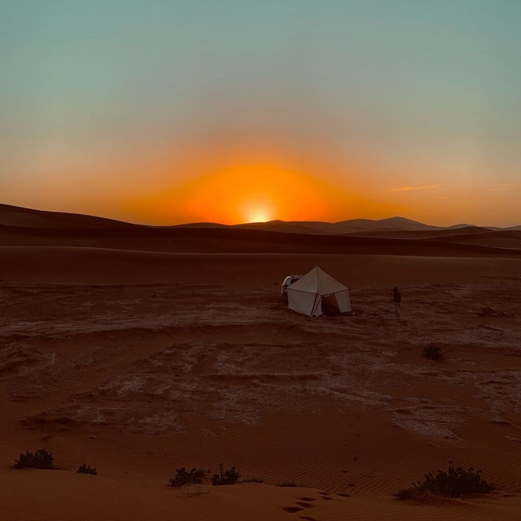 Your camp at sunset, Morocco