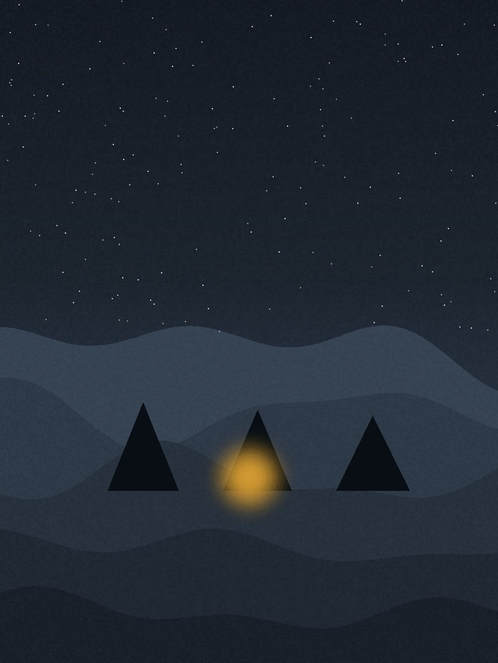 A desert camp beneath a clear night sky